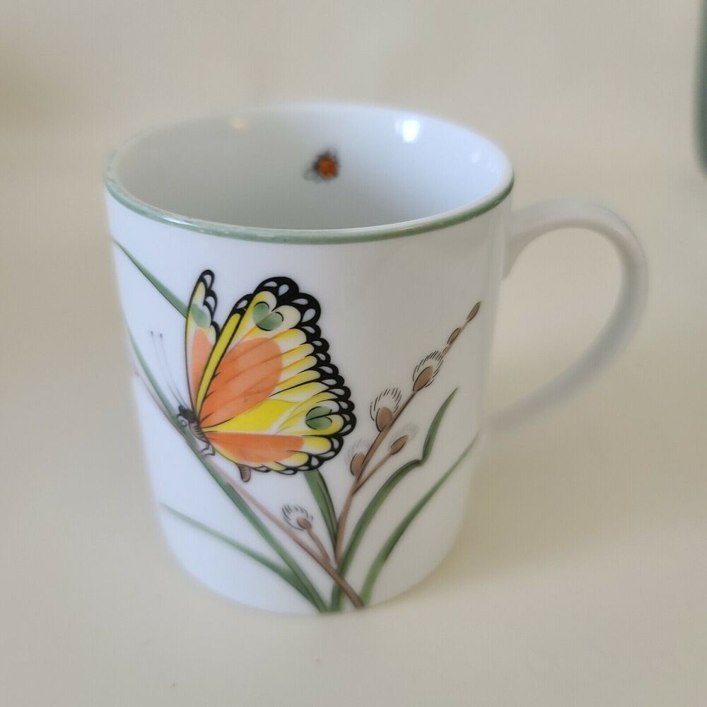 OCI Omnibus Coffee Mug 12 oz White Butterfly Nature Graphics Ceramic Cup